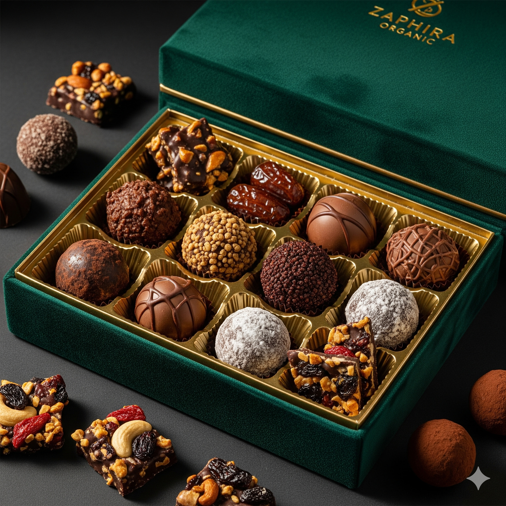 Luxury Assorted Box (Mix of 12 chocolates - Almond, Date, Rocher, Truffle, Fruit & Nut) 12 pcs