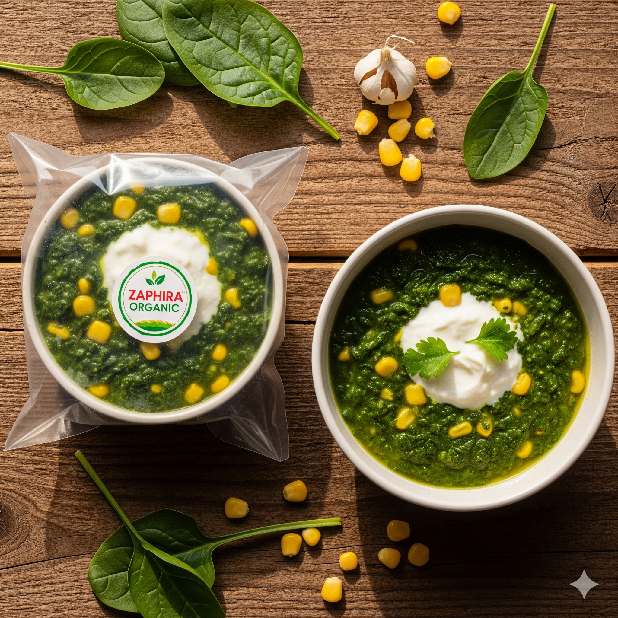 Palak-Corn Bowl + Garlic Curd - Wednesday Lunch