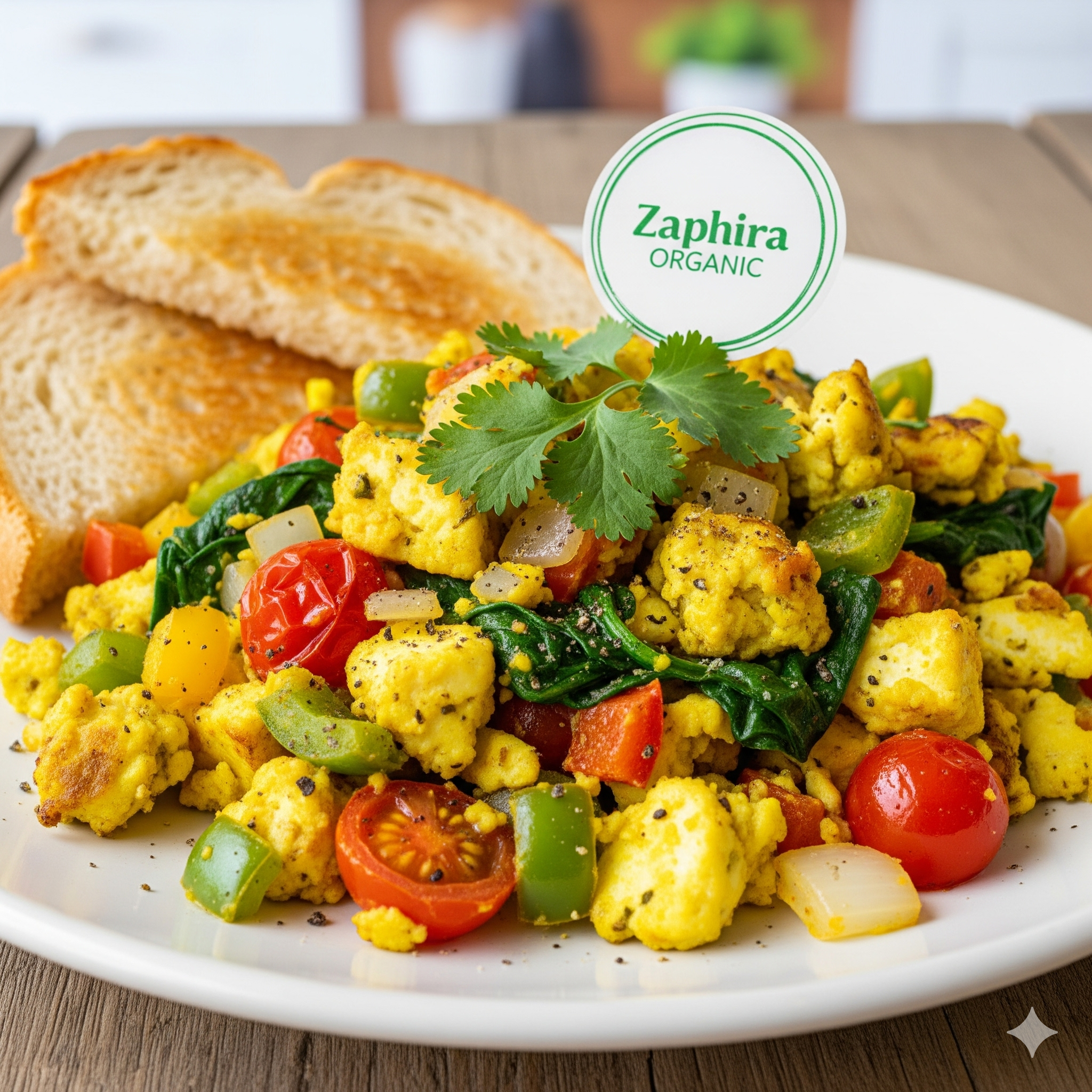 Veggie Omelette-Style Paneer Scramble (eggless) + toast - Tuesday Morning