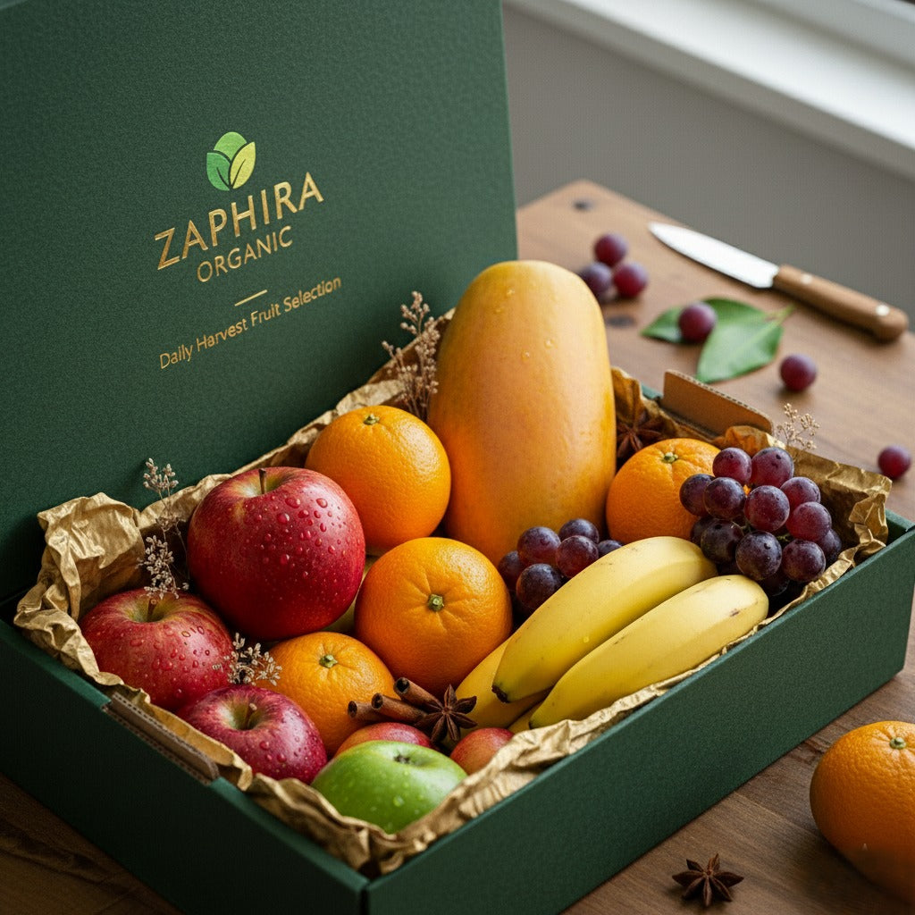 Zaphira Daily Fruit Box (Apples, Oranges, Banana, Papaya, Grapes)